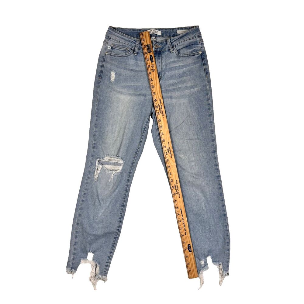 Judy Blue Jeans Women 3 / 26 Junior Boyfriend Fit Mid Rise Distressed Raw Hem - Picture 6 of 8
